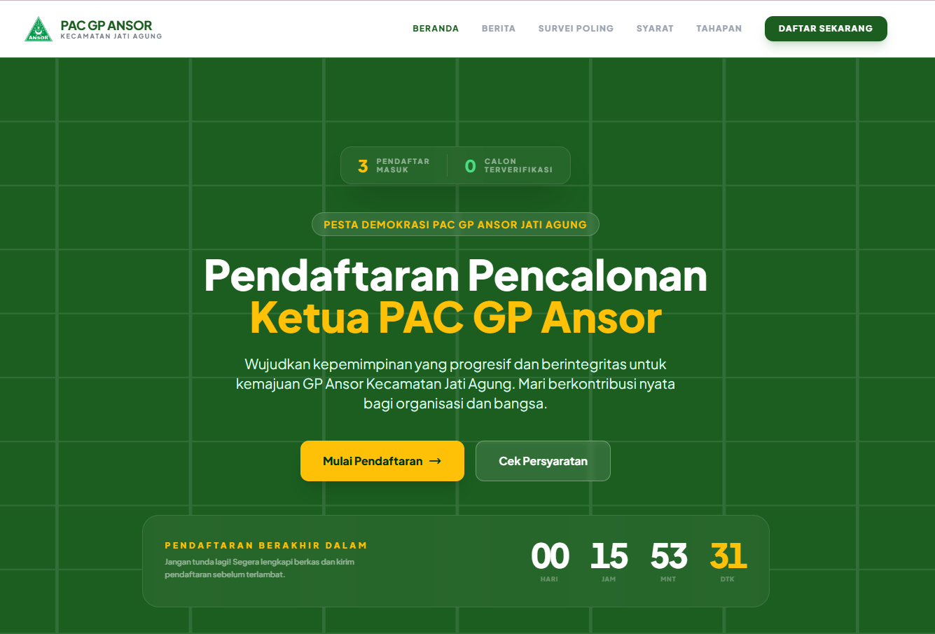 Rekrutmen Pencalonan Ketua PAC GP Ansor Segera Ditutup, Panitia Ajak Kader Segera Mendaftar
